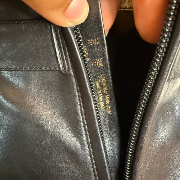 Sam Edelman Black Gold Buckle Weslie Leather Wedge Ankle Boots Womens 7 - Picture 9 of 12